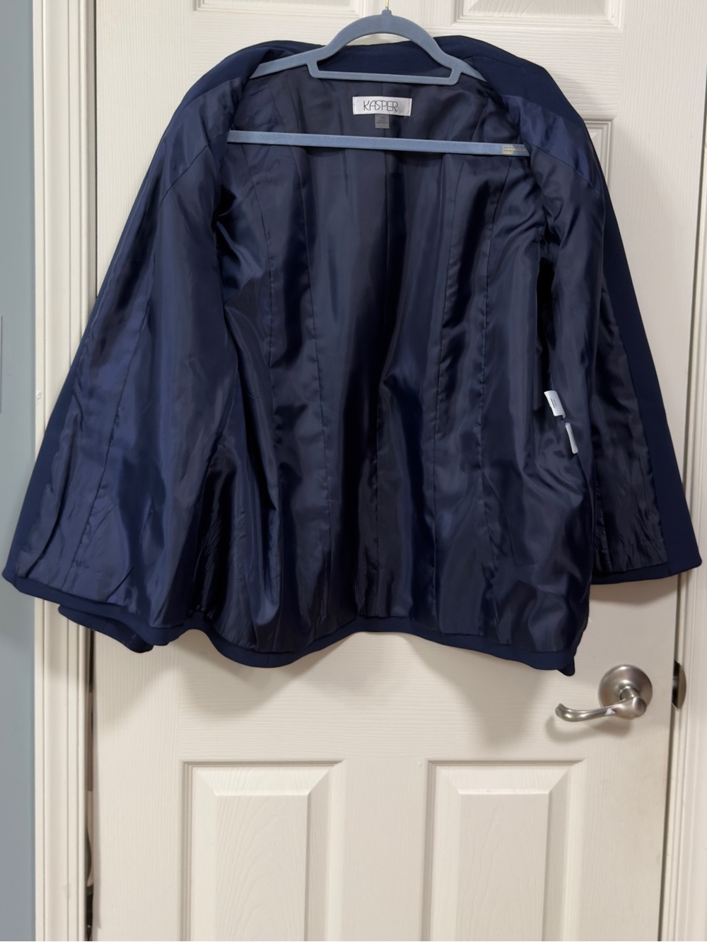Kasper Plus Size Navy Blue Blazer Suit Jacket Size 16W Single Button Lined Offic - Picture 6 of 16